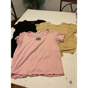 3 Bundle T Shirt Short Sleeve Boat Neck Blouse Forever 21 L 10-12 Various Colors